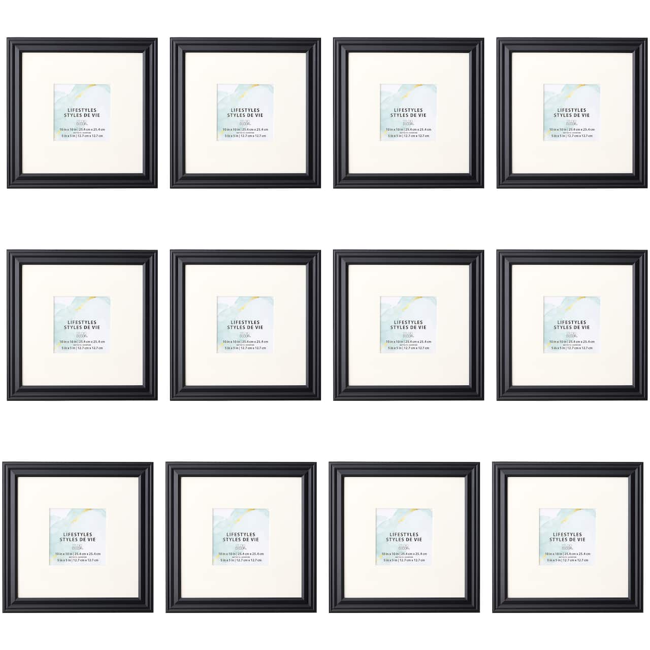 12 Pack: Black Square 5" x 5" Frame With Mat, Lifestyles™ by Studio Décor®